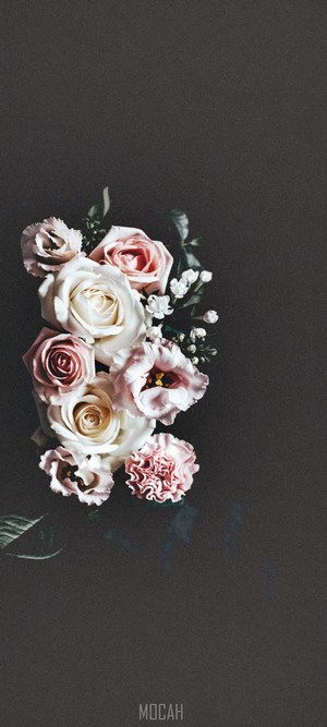 Flower arrangement of pink and white roses