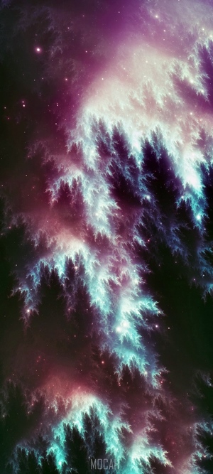 Fractal nebula with purple and teal colors