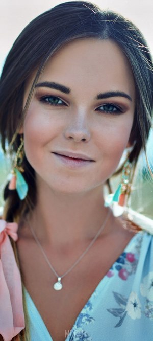 Woman with earrings and necklace