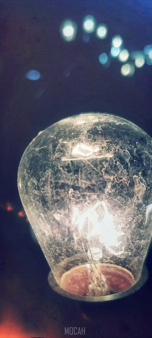 Close-up of a lit incandescent light bulb