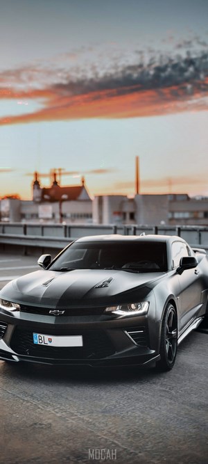 Chevrolet Camaro with Slovakian License Plate at Sunset