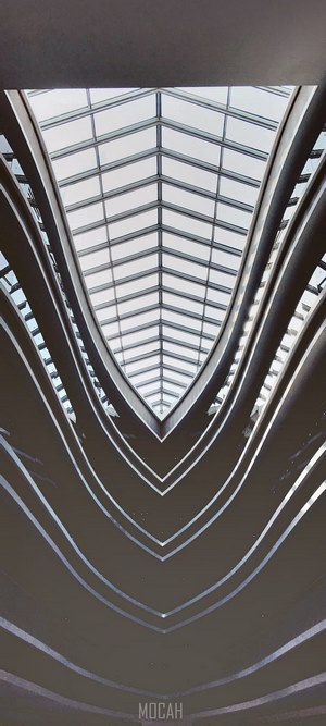 Modern building interior with glass ceiling