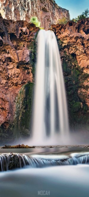Money Falls waterfall in a rocky canyon