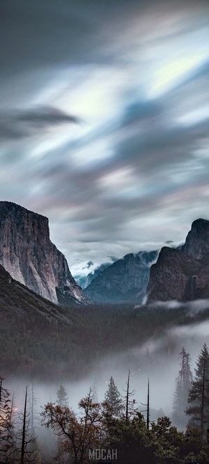 Misty Yosemite Valley with El Capitan and Clouds