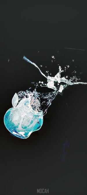 Apple logo splashing in water