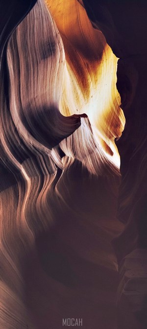 Antelope Canyon rock formations with light