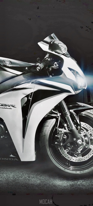Honda CBR motorcycle with illuminated headlight