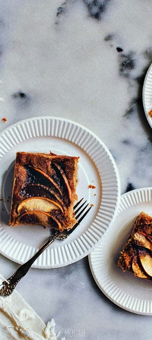Slices of apple fruit tart on plates
