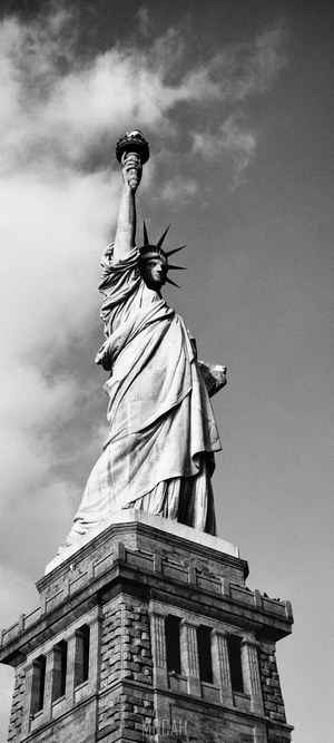 Statue of Liberty in black and white