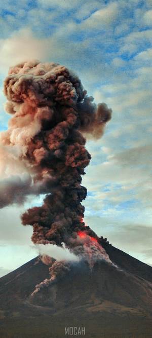 Volcano erupting with smoke and lava