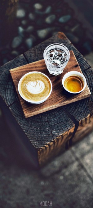 Coffee Trio on Wooden Board