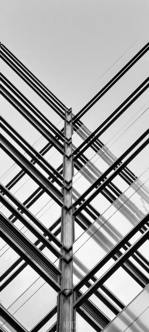 Modern Architecture with Geometric Steel and Glass Facade
