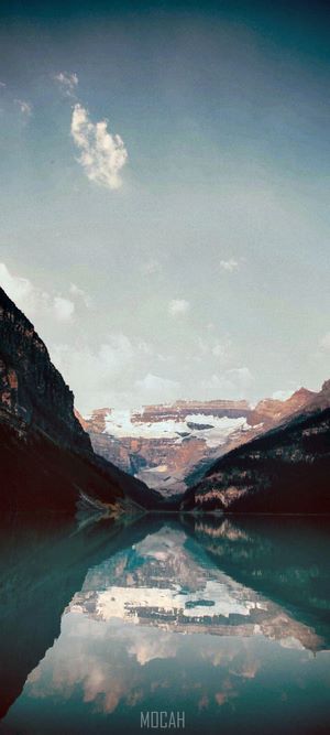 Lake reflection of mountains and sky