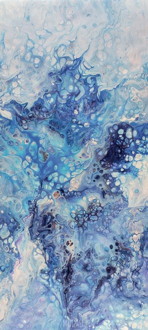 Abstract Blue and White Fluid Art Painting