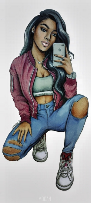 Illustration of a woman taking a selfie