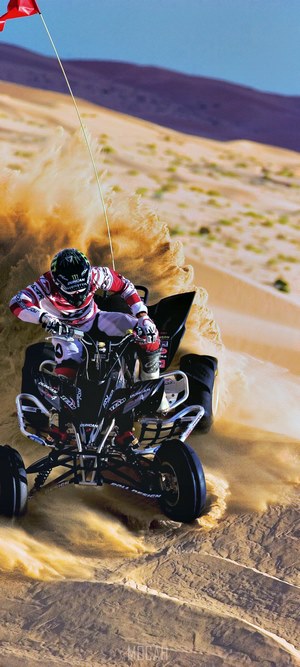 Man riding a quad bike in the desert