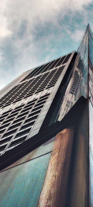 Sharp edge architectural forms on a building edifice in Singapore