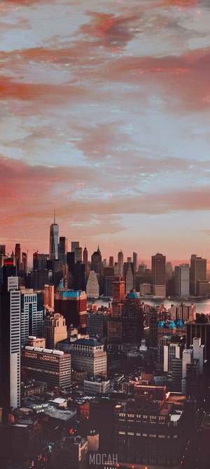 New York City skyline at sunset