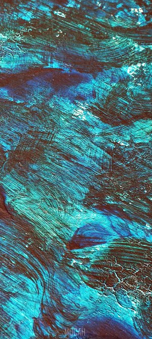 Abstract painting with blue and brown textures