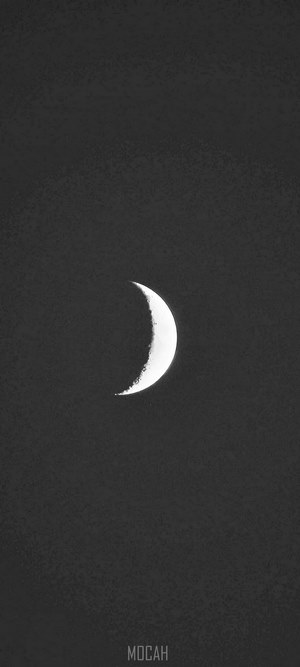 Crescent moon in dark night sky