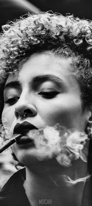 Woman smoking a cigarette
