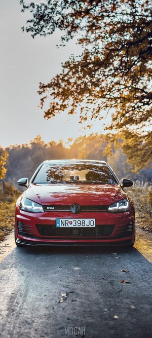 Red Volkswagen Golf GTI on a Road