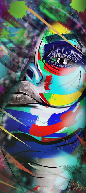 Vibrant Psychedelic Portrait with Abstract Colors