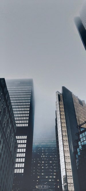 Skyscrapers in fog near Union Station, Toronto