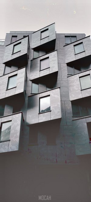 Modern building facade with protruding windows in Gothenburg