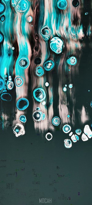 Abstract paint with turquoise and brown swirls