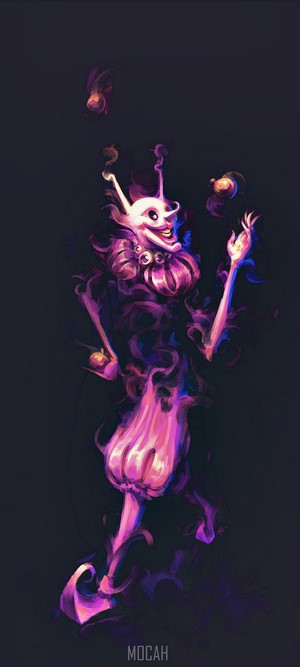 Illustration of a juggling demon character