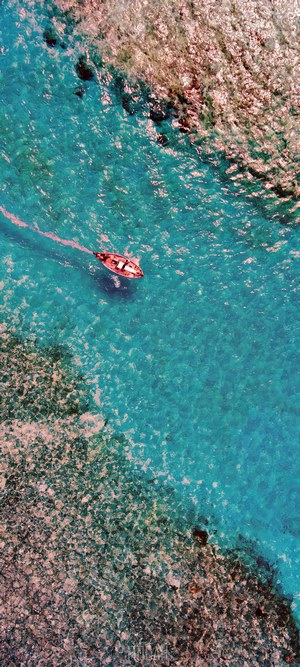 Boat on turquoise water