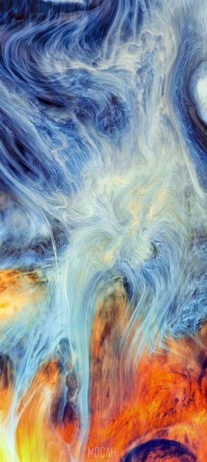 Abstract blue and orange fluid art