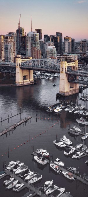 Burrard Street Bridge at Sundown in Vancouver