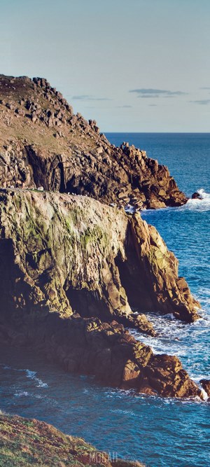 Rocky coastline with blue ocean