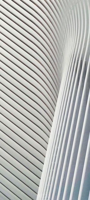 Abstract architecture of white curved lines