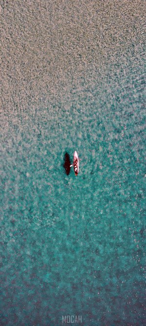 Two people on a paddleboard in the ocean