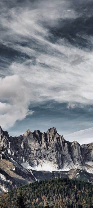 Mountain panorama with dramatic clouds