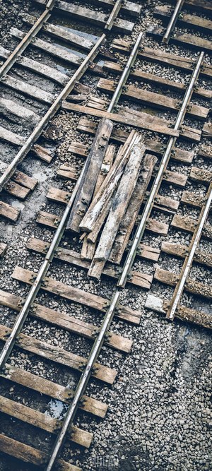 Railway tracks with wooden sleepers