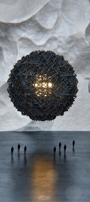 Abstract Sculpture with Silhouettes on a Textured Surface