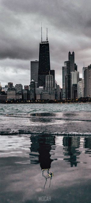 Chicago skyline reflection on water