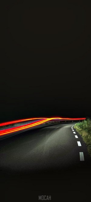 Night Road with Red Car Light Trails
