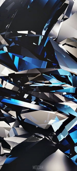 Abstract Blue and Silver Geometric Shapes