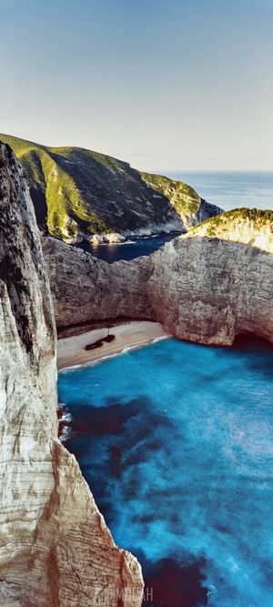 Navagio Bay Shipwreck from Cliff Overlook