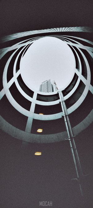 Building viewed from a circular structure