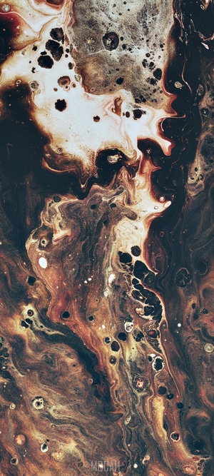 Abstract fluid art with brown and white swirls