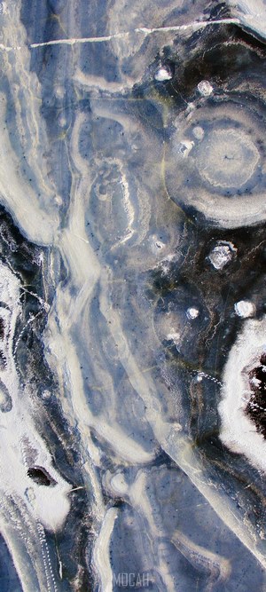 Frozen lake with abstract patterns