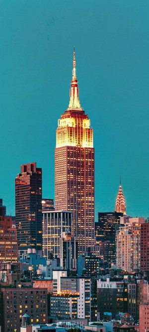 Empire State Building and New York City skyline at night