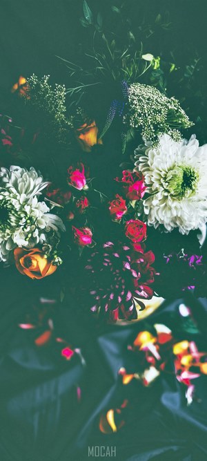 Colorful bouquet of dahlias and roses
