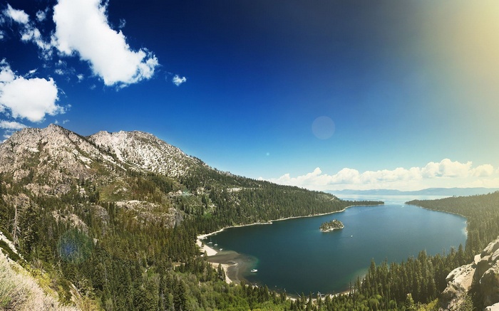 Lake Tahoe with Mountains and Forest